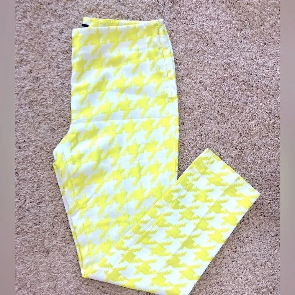 Anthropologie Paperwhite NWT hot lemon herringbone side zip pants
